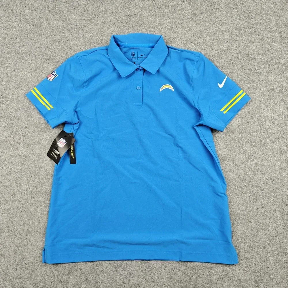 Nike‎ Los Angeles Chargers Polo Shirt Womens Large Blue NFL Football Dri Fit New